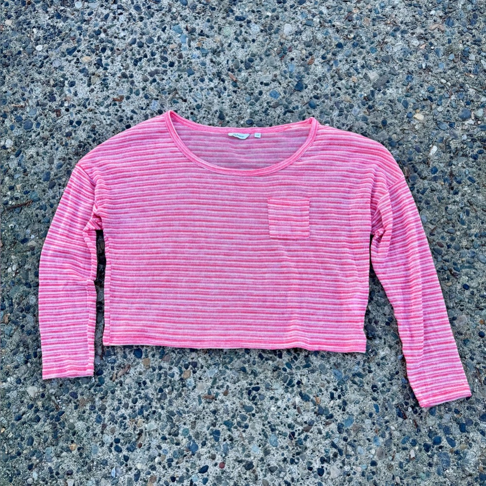 Reitmans Vibrant Pink Striped Crop Top